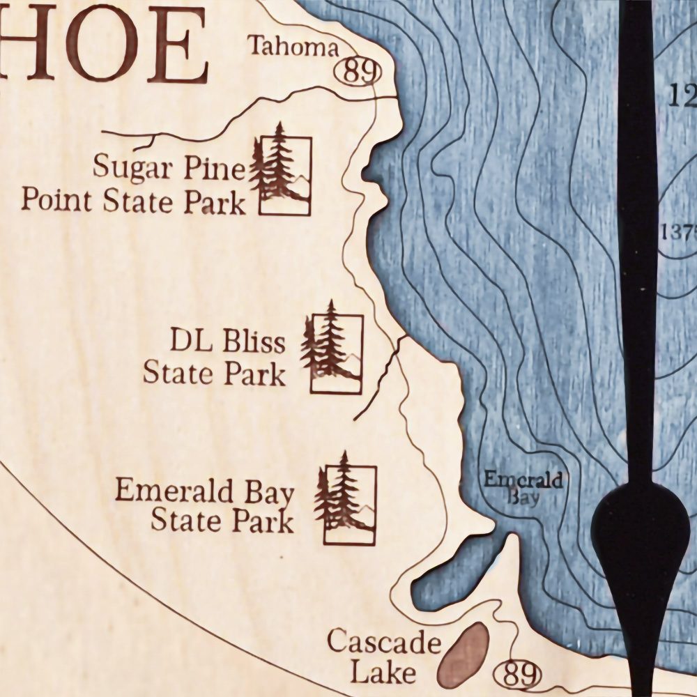 Lake Tahoe Nautical Clock Birch Accent with Deep Blue Water Detail Shot 1