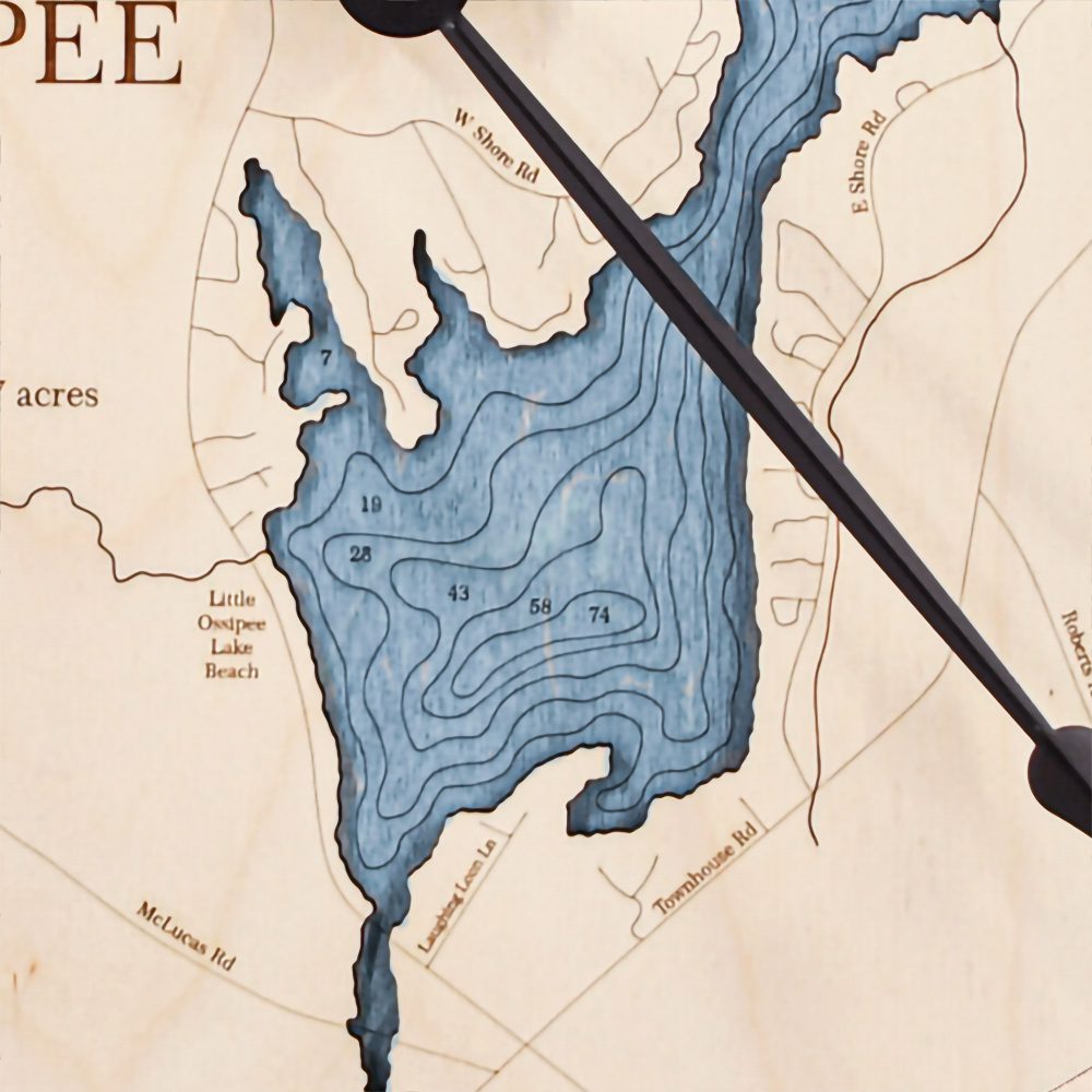 Little Ossipee Lake Nautical Clock Birch Accent with Deep Blue Water Detail Shot 1