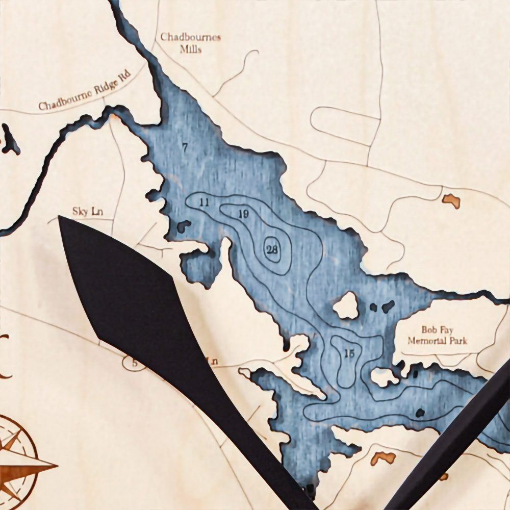 Little Ossipee Lake Nautical Clock Birch Accent with Deep Blue Water Detail Shot 3
