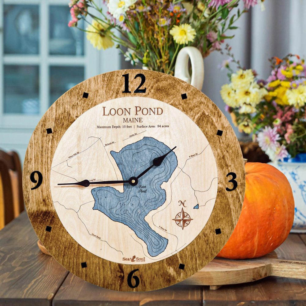 Loon Pond Nautical Clock Americana Accent with Deep Blue Water