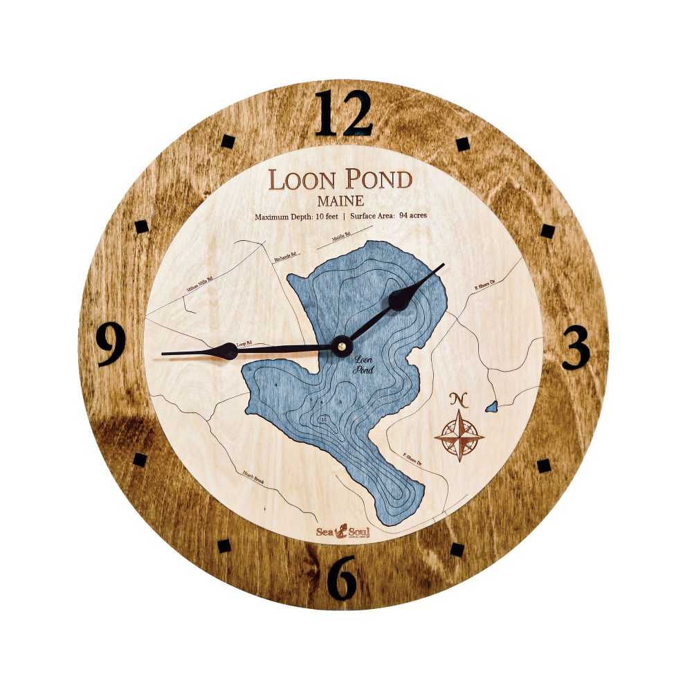Loon Pond Nautical Clock Americana Accent with Deep Blue Water