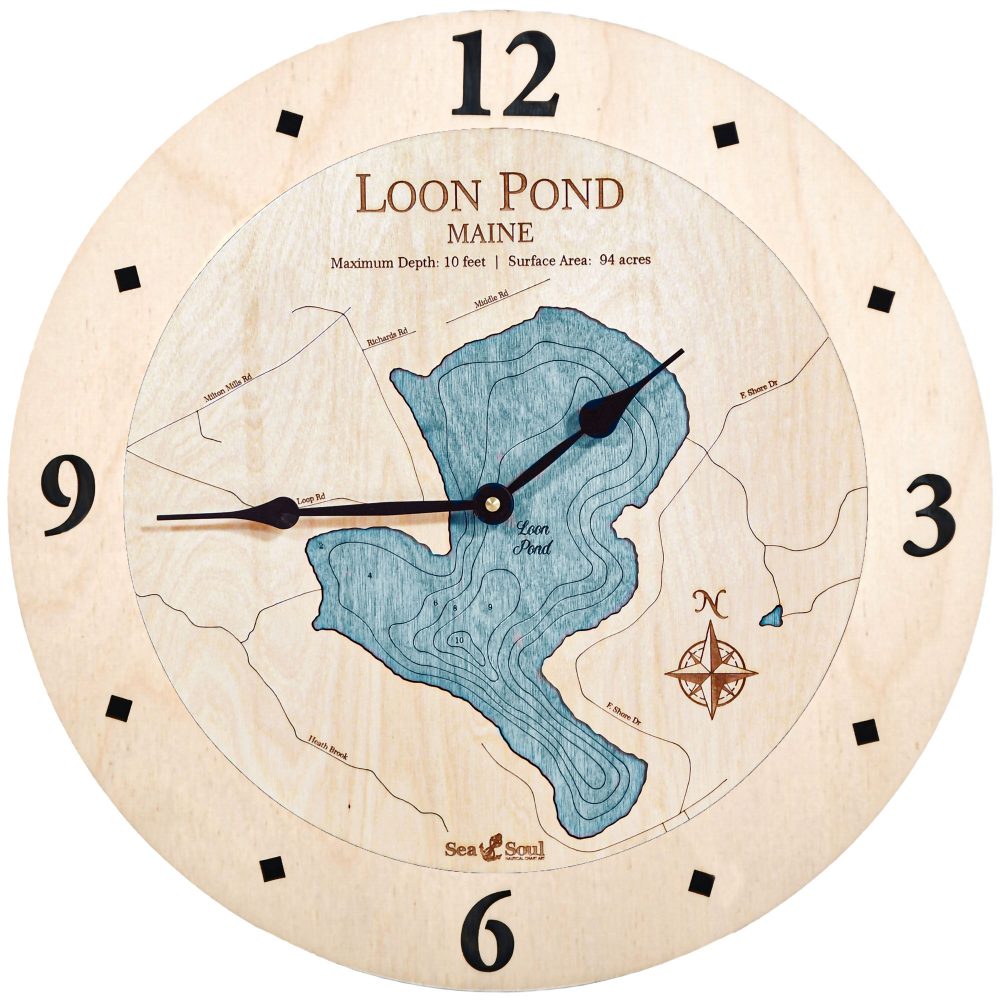 Loon Pond Nautical Clock Birch Accent with Blue Green Water Product Shot