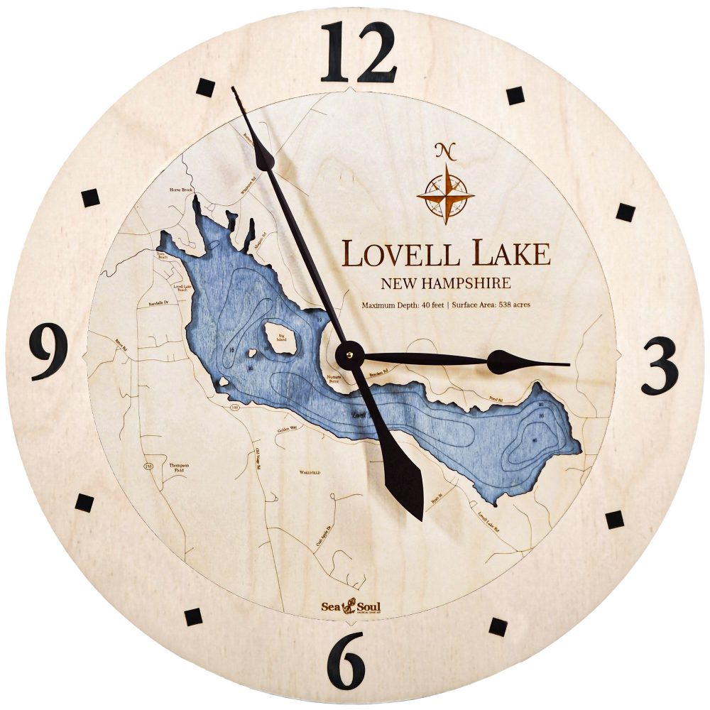 Lovell Lake Nautical Clock Birch Accent with Deep Blue Water Product Shot