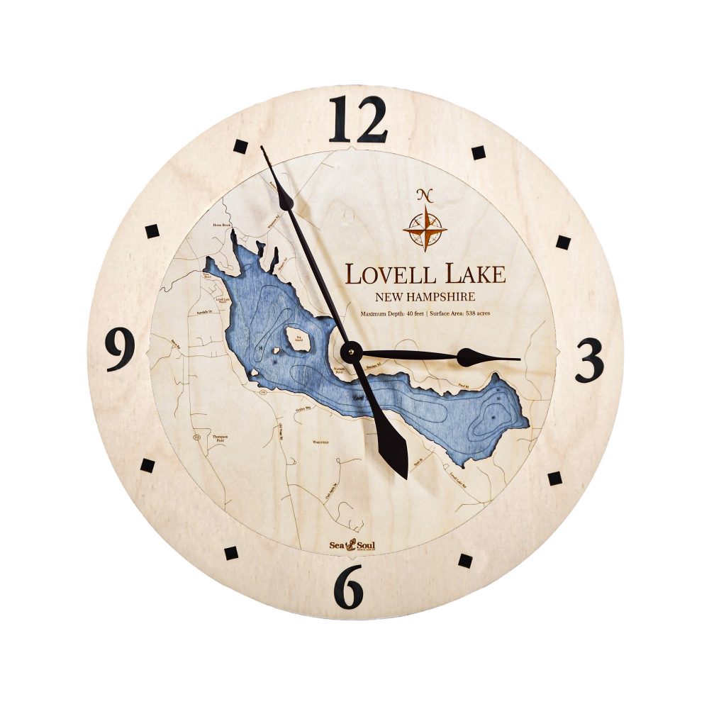 Lovell Lake Nautical Clock Birch Accent with Deep Blue Water