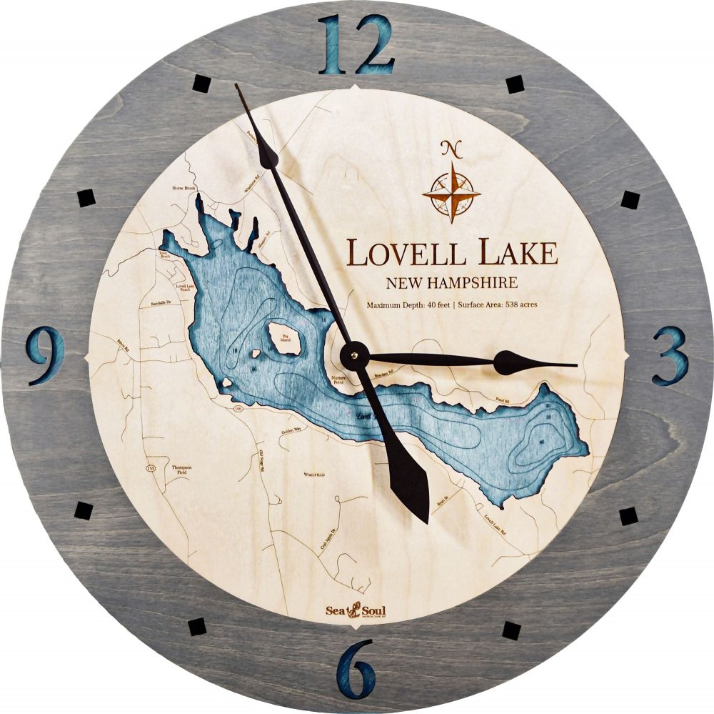 Lovell Lake Nautical Clock Driftwood Accent with Blue Green Water Product Shot