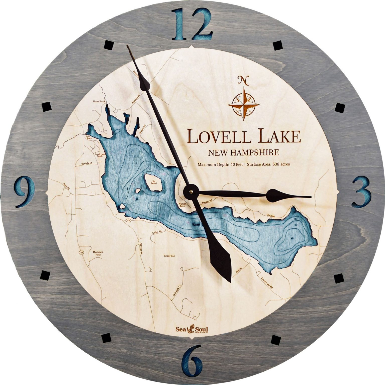 Lovell Lake Nautical Map Clock Sea and Soul Charts