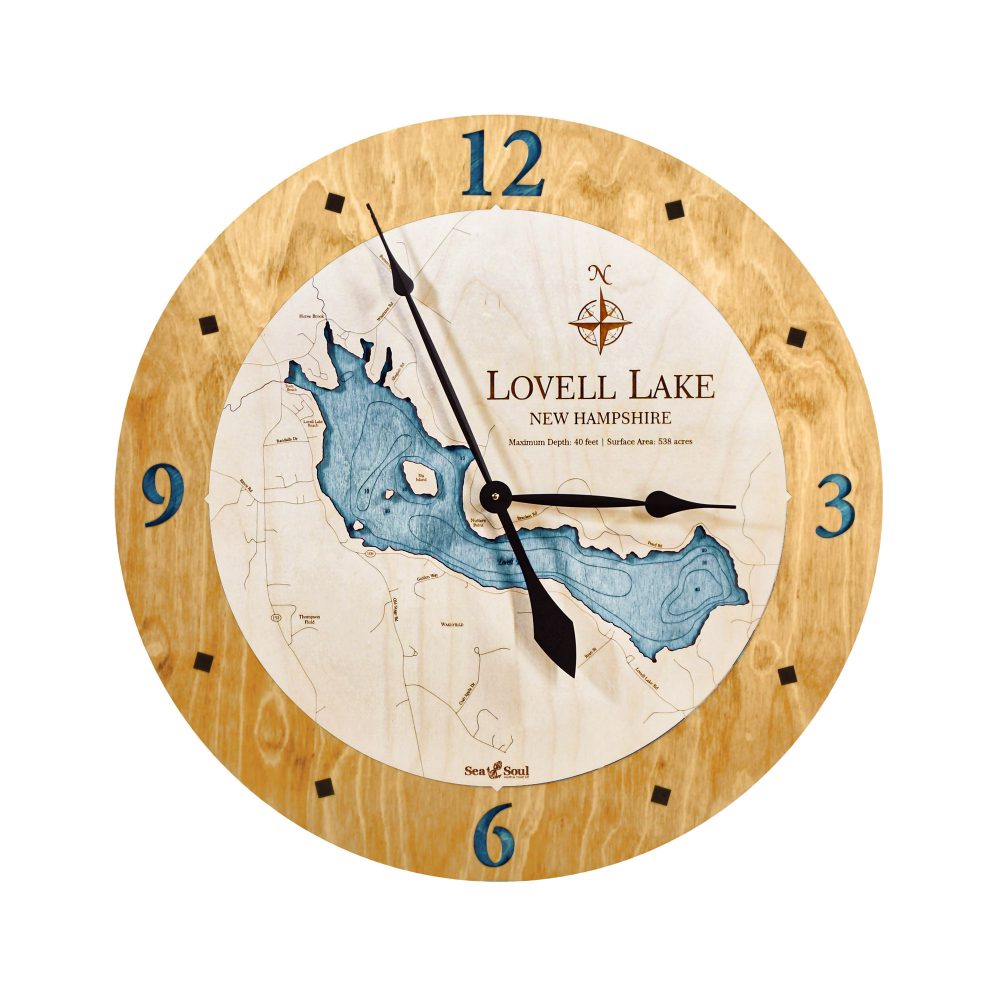 Lovell Lake Nautical Clock Honey Accent with Blue Green Water