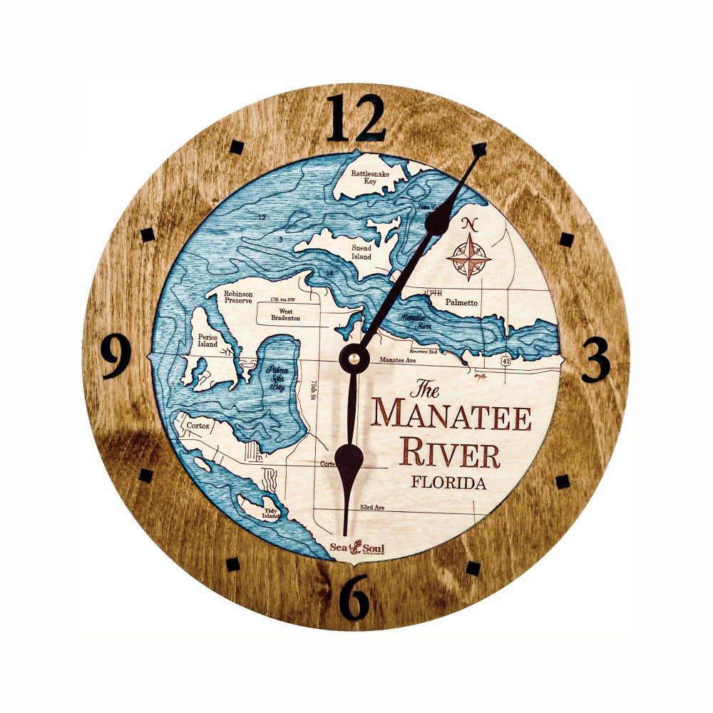 Manatee River Nautical Clock Americana Accent with Blue Green Water