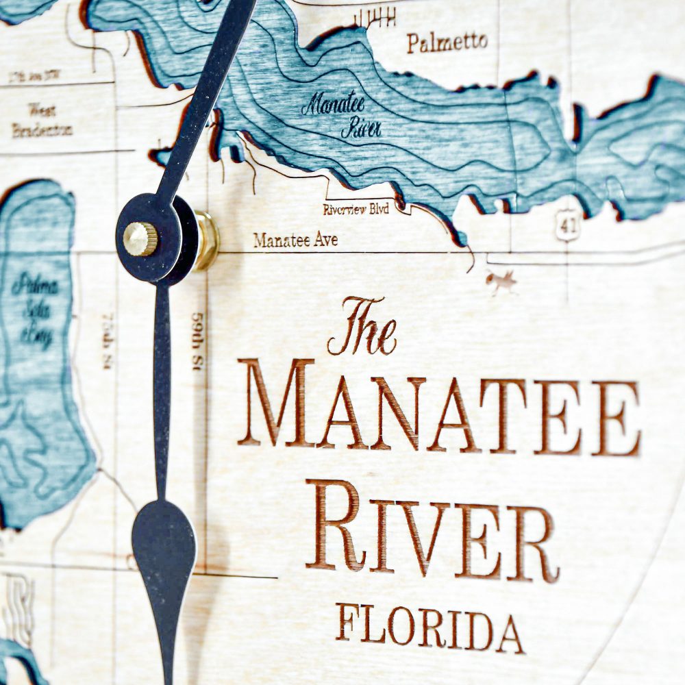 Manatee River Nautical Clock Birch Accent with Blue Green Water Detail Shot 2
