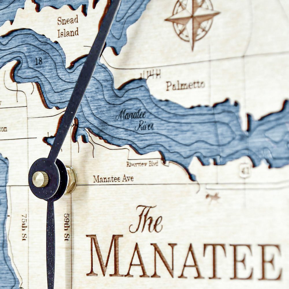 Manatee River Nautical Clock Birch Accent with Deep Blue Detail Shot 3