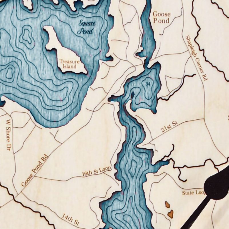 Mousam Lake Nautical Map Clock Sea and Soul Charts