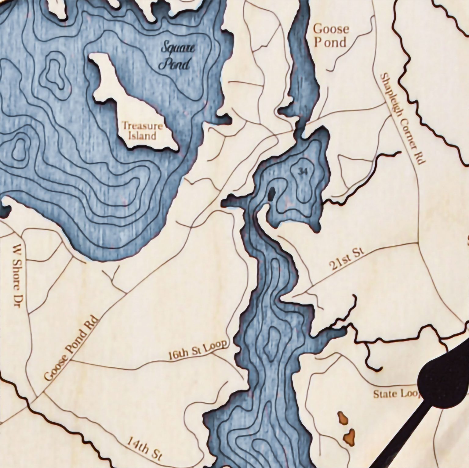 Mousam Lake Nautical Map Clock Sea and Soul Charts