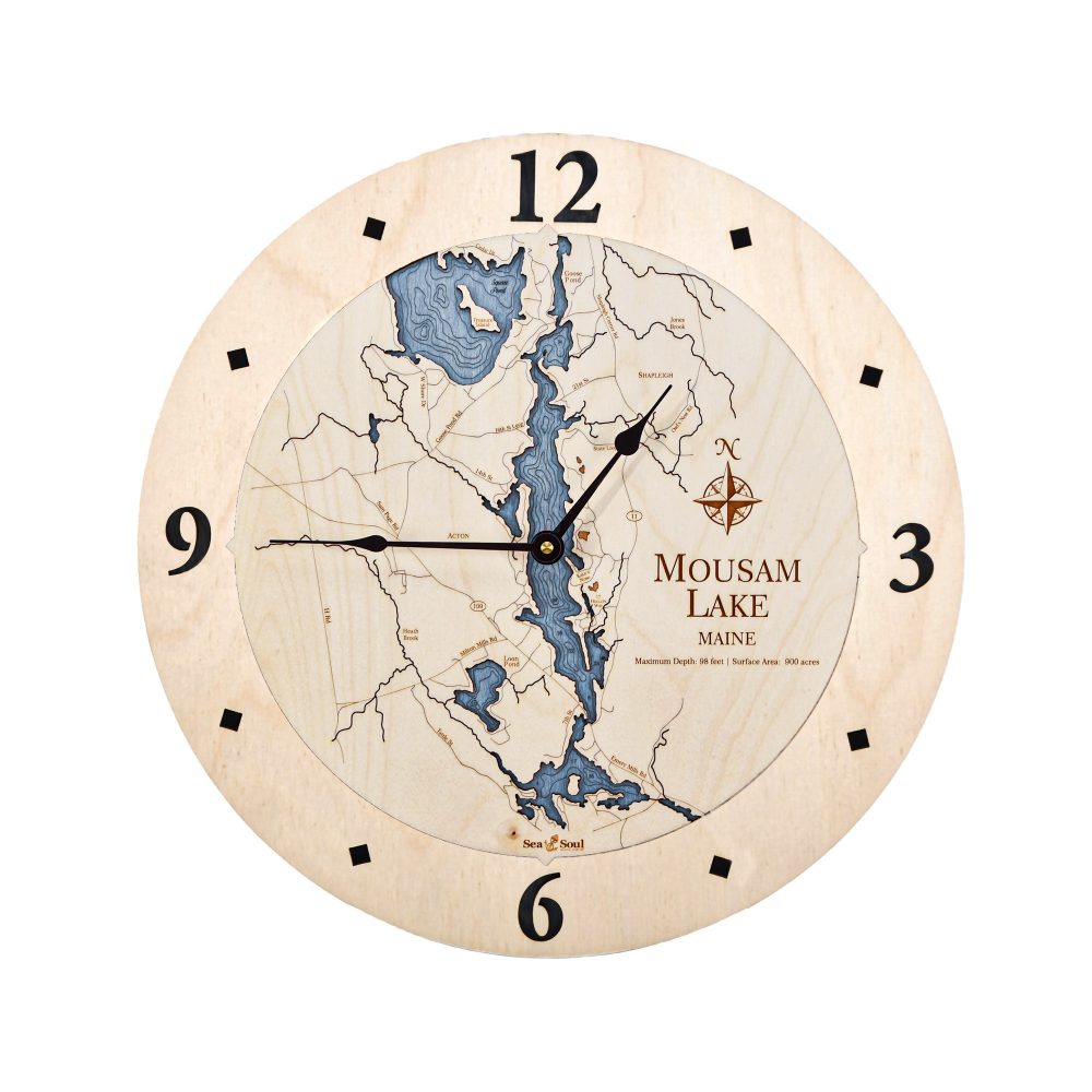 Mousam Lake Nautical Clock Birch Accent with Deep Blue Water