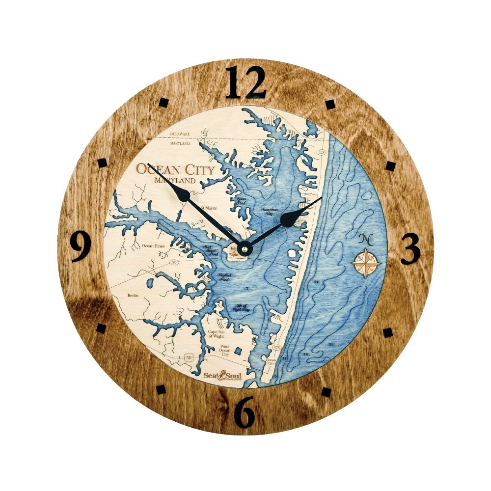 Ocean City Nautical Clock Americana Accent with Deep Blue Water