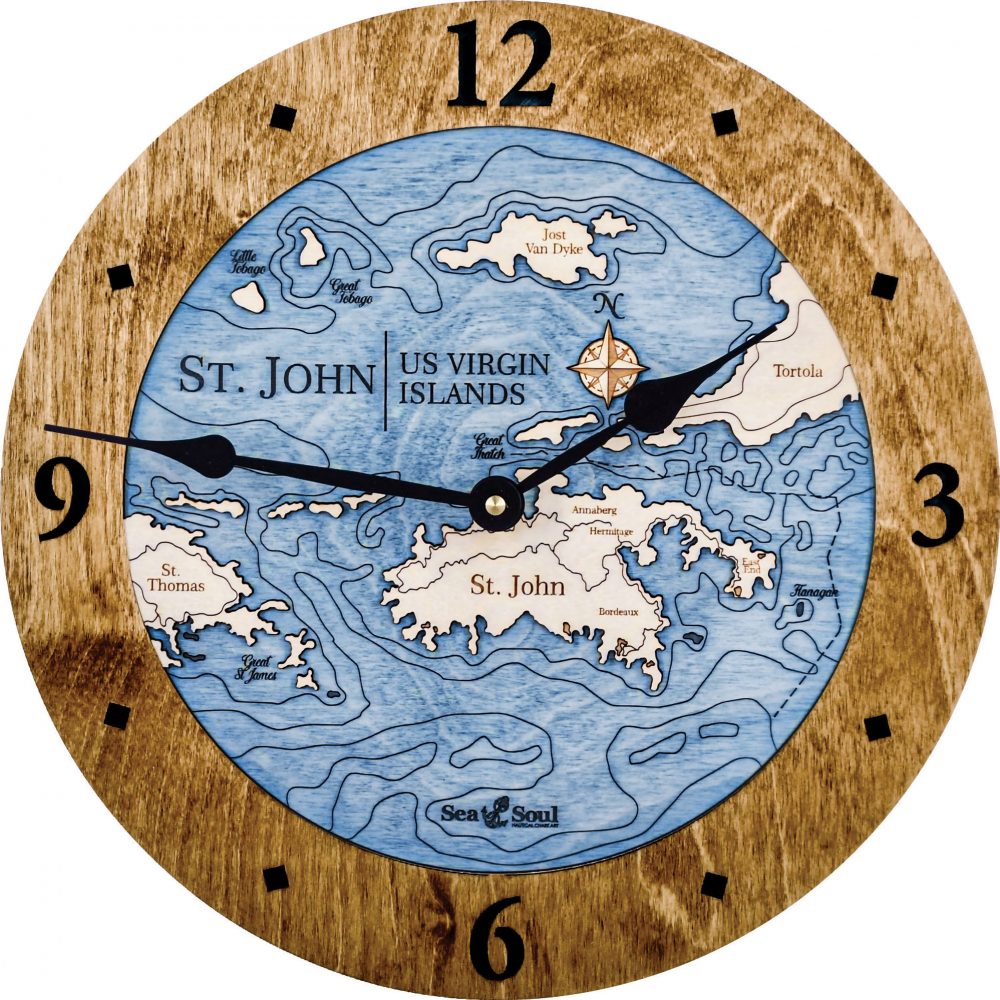 St. John Nautical Clock Americana Deep Blue Water Product Shot