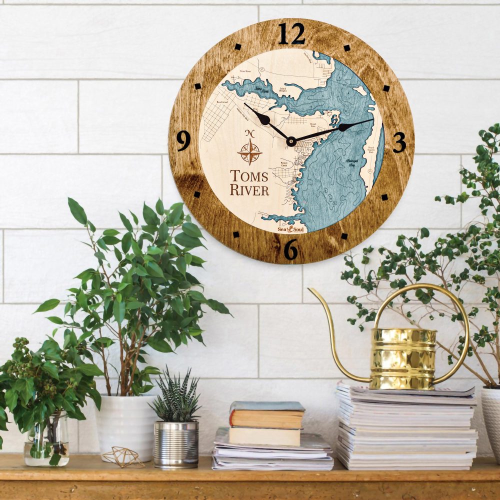 Toms River Nautical Clock Americana Accent with Blue Green Water on Wall