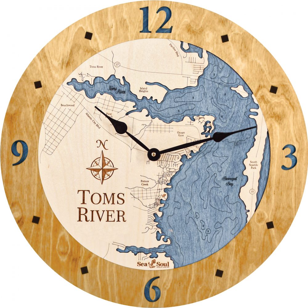 Toms River Nautical Clock Honey Accent with Deep Blue Water Product Shot