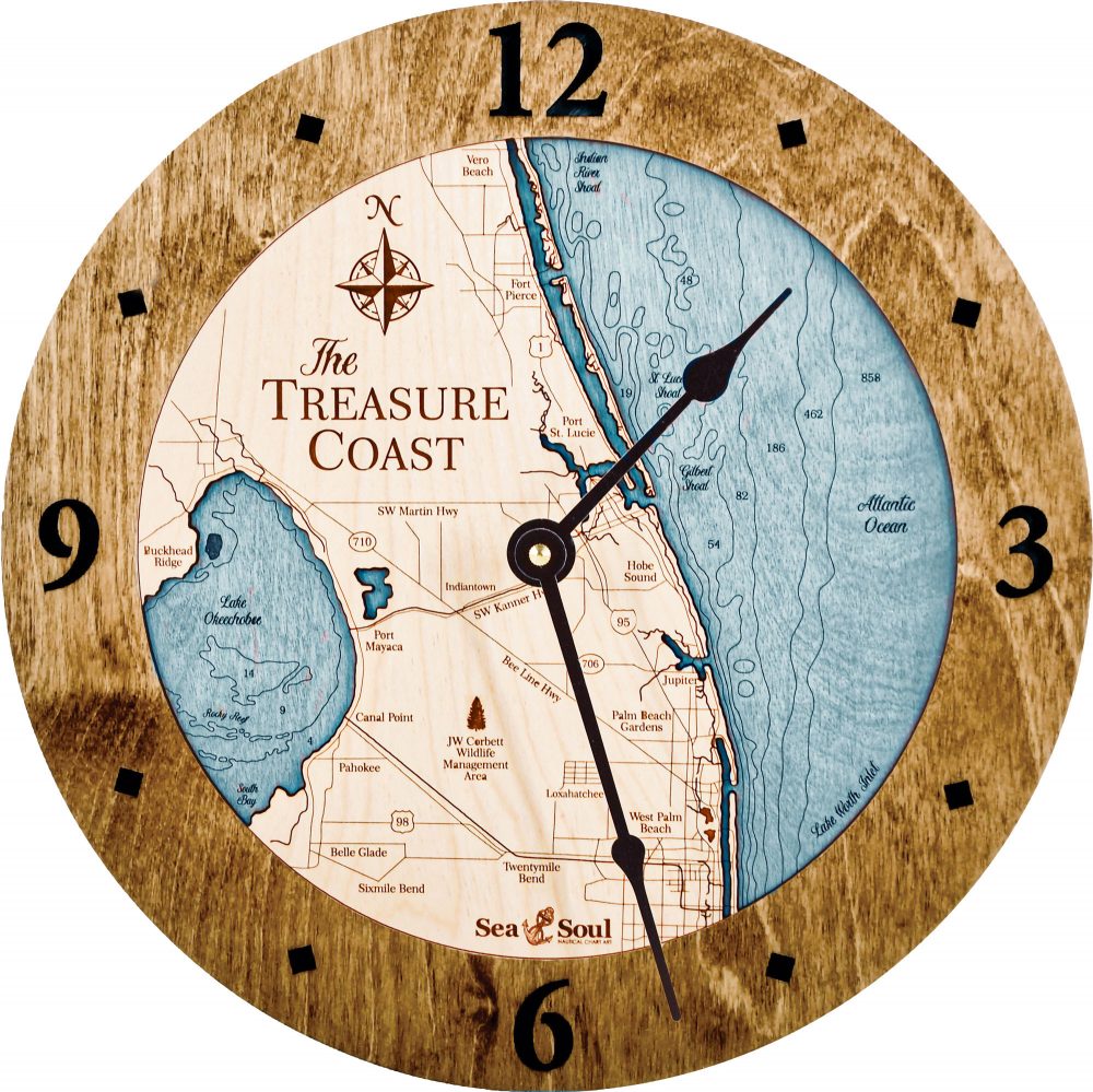 Treasure Coast Nautical Clock Americana Accent with Blue Green Water Product Shot