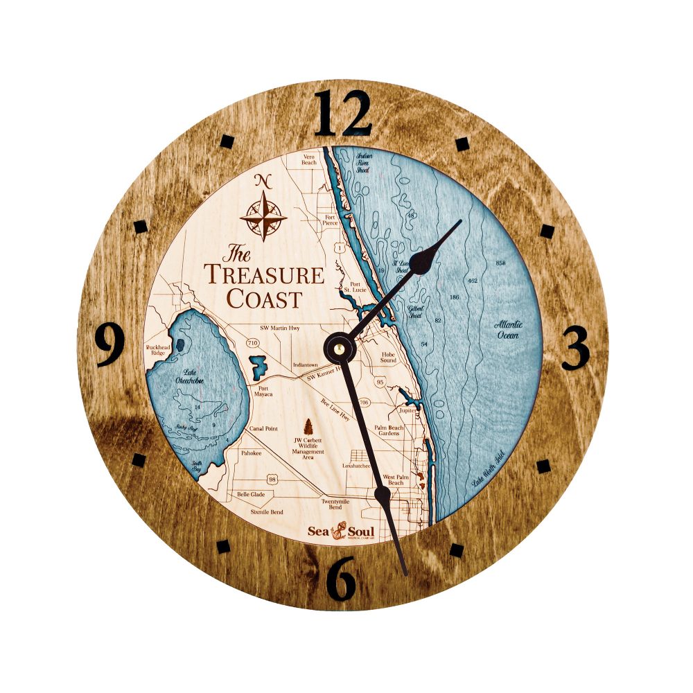 Treasure Coast Nautical Clock Americana Accent with Blue Green Water