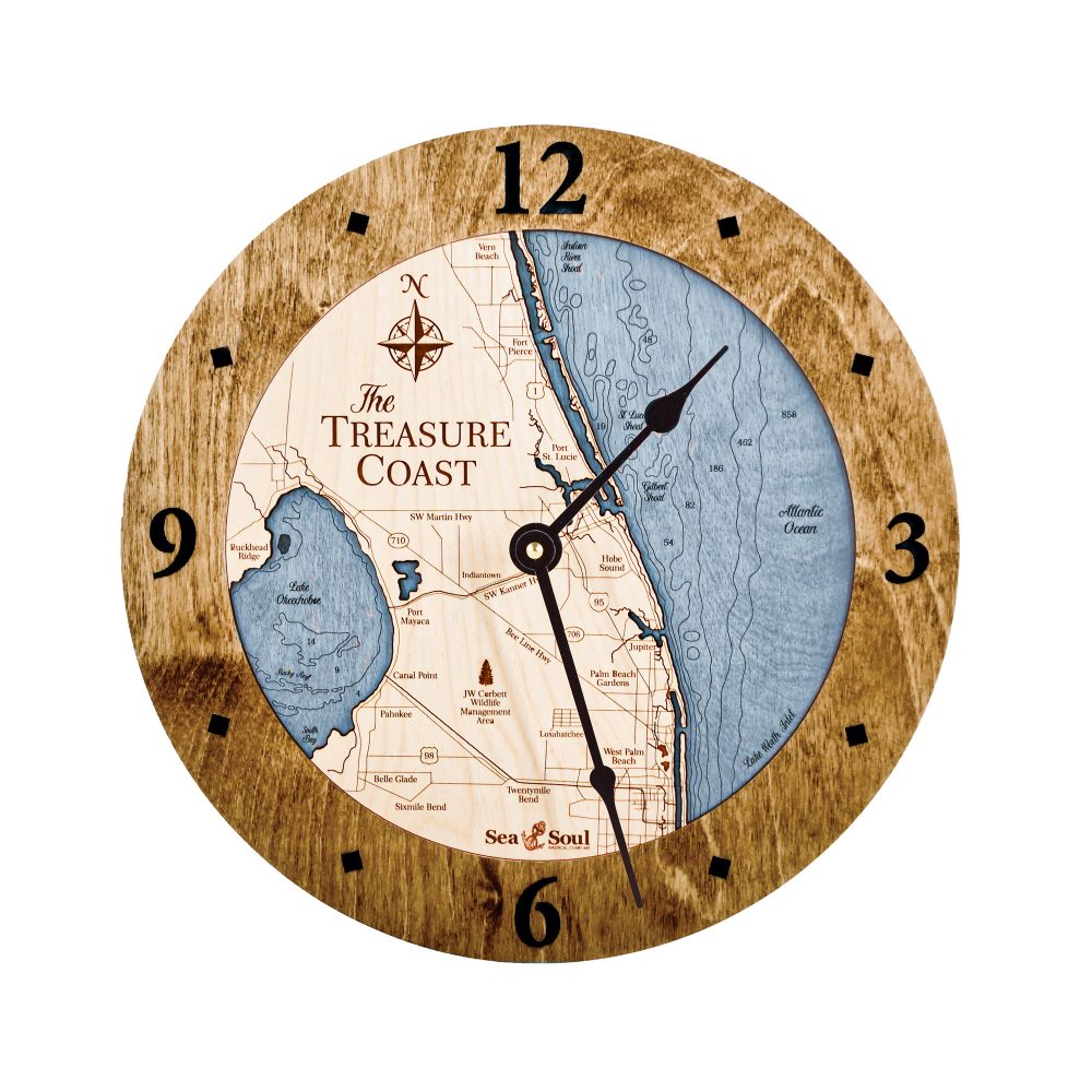 Treasure Coast Nautical Clock Americana Accent with Deep Blue Water