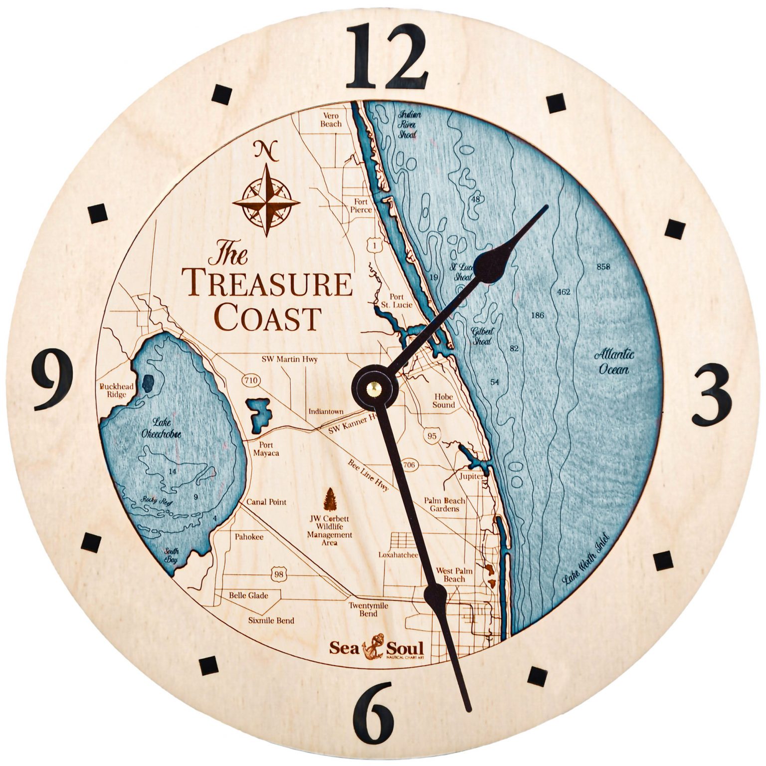 Treasure Coast Nautical Map Clock Sea and Soul Charts