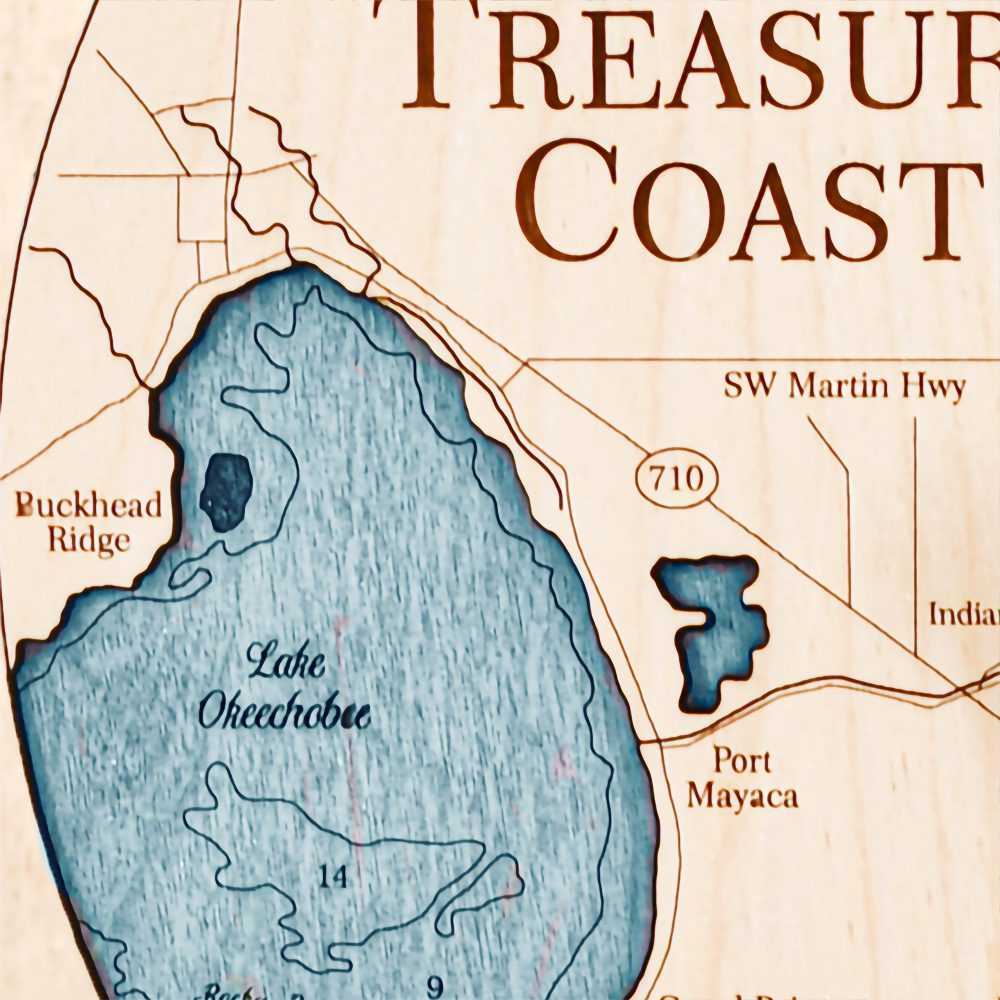 Treasure Coast Nautical Clock Birch Accent with Blue Green Water Detail Shot 1