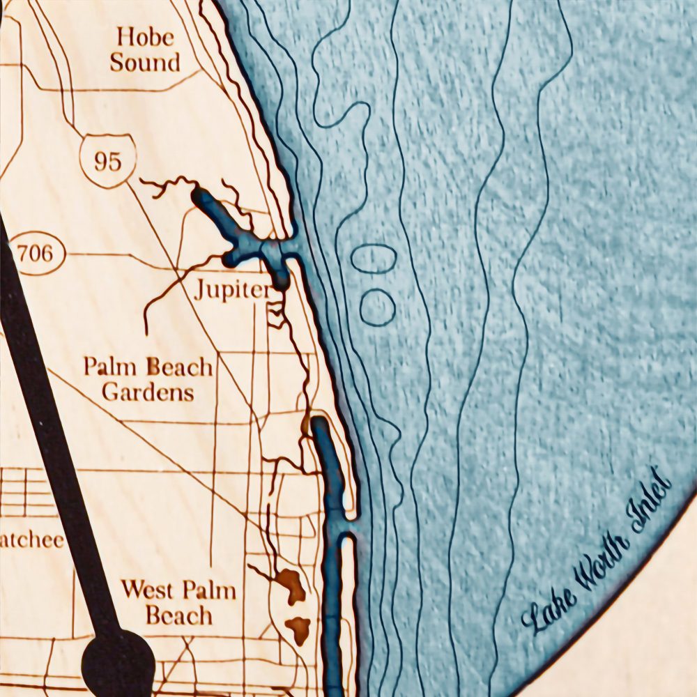 Treasure Coast Nautical Clock Birch Accent with Blue Green Water Detail Shot 3
