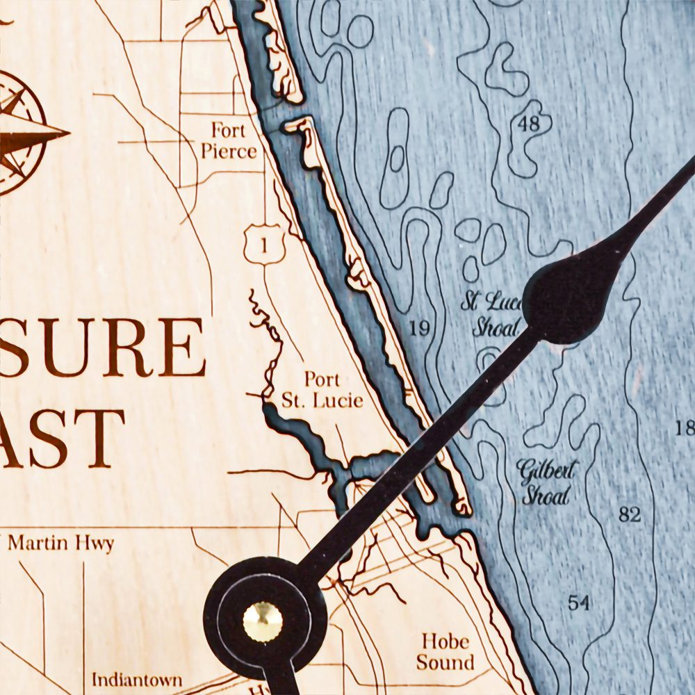 Treasure Coast Nautical Clock Birch Accent with Deep Blue Water Detail Shot 2