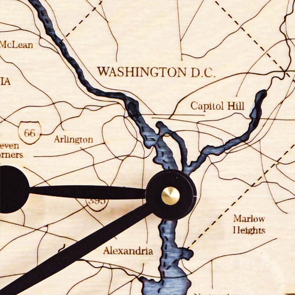 Washington DC Nautical Clock Birch Accent with Deep Blue Water Detail Shot 2