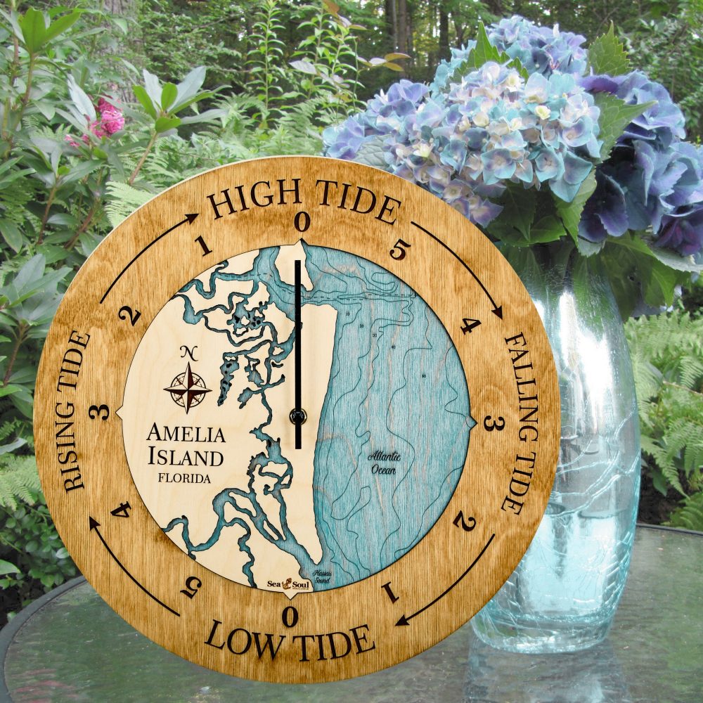 Amelia Island Tide Clock with flowers