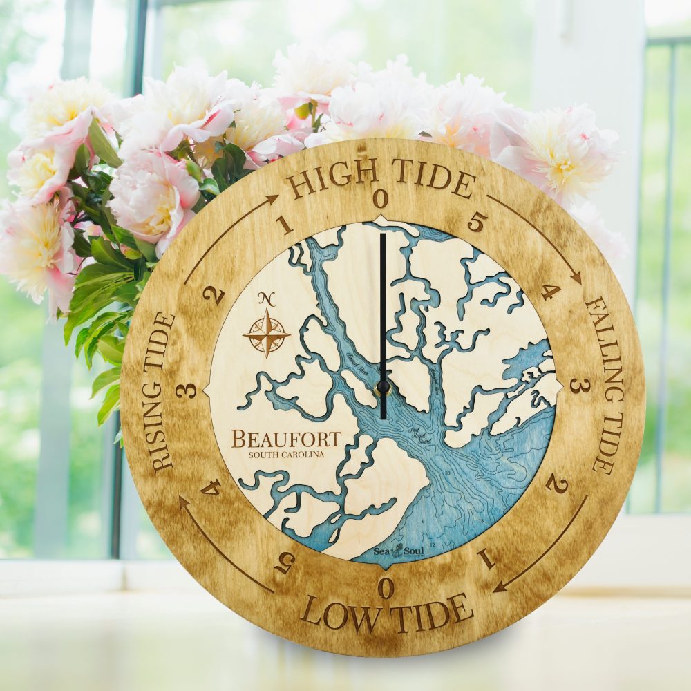 South Carolina Coast Tide Clock - Beaufort Blue Green Honey