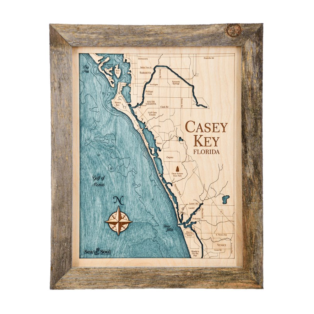 Casey Key Wall Art Rustic Pine Accent with Blue Green Water