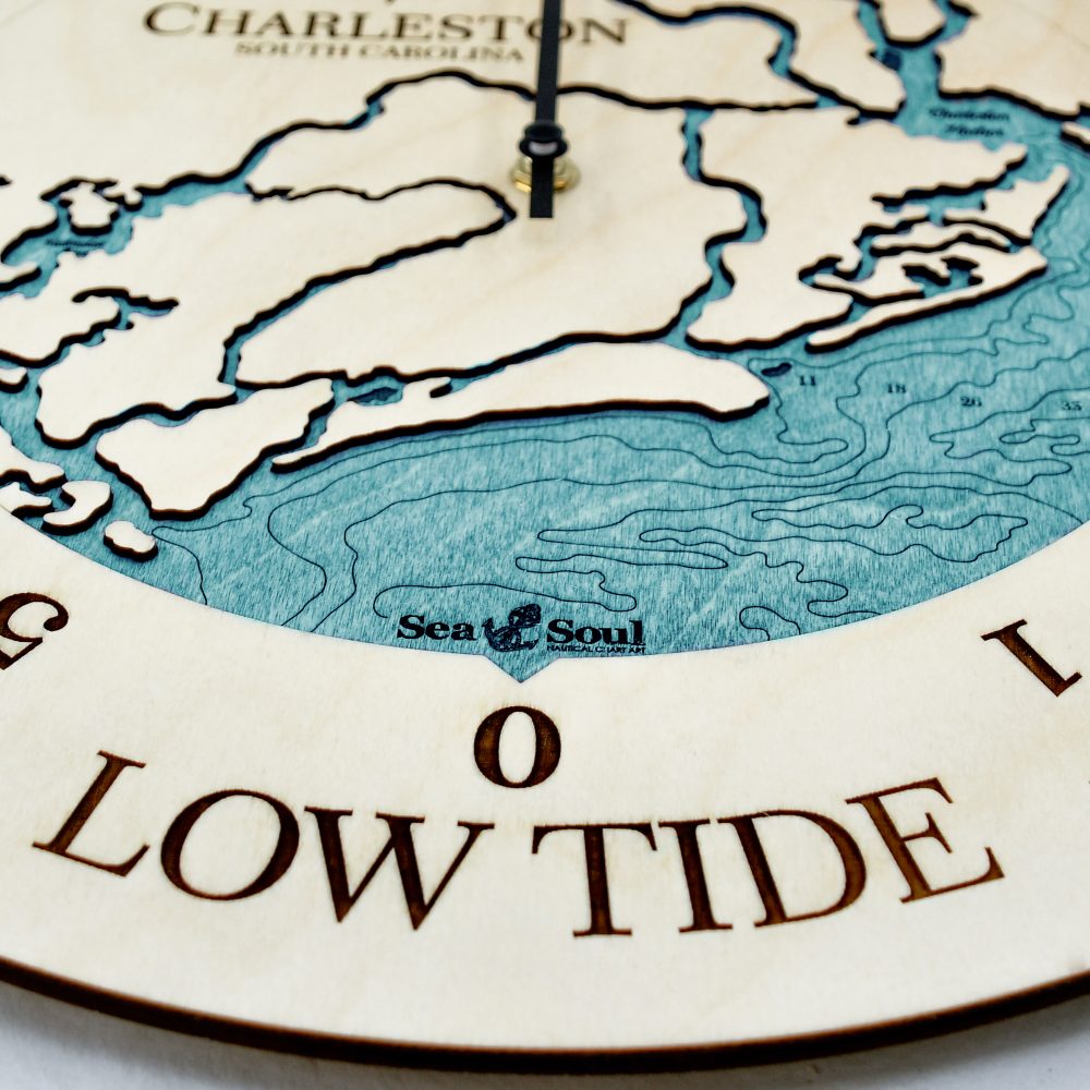 South Carolina Coast Tide Clock - Charleston -Birch-Blue Green