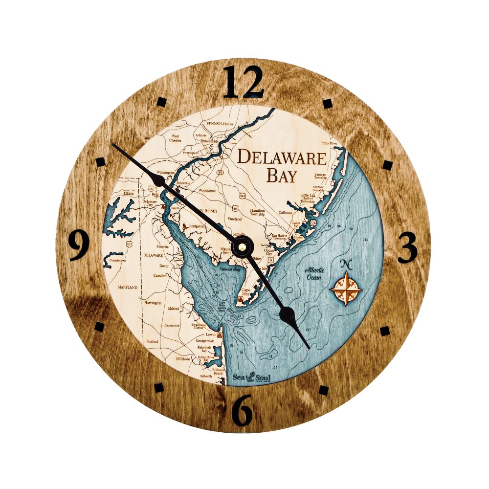 Delaware Bay Nautical Clock Americana Accent with Blue Green Water