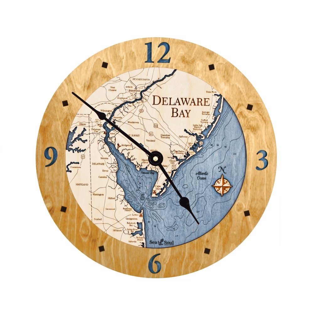 Delaware Bay Nautical Clock Birch Accent with Deep Blue Water