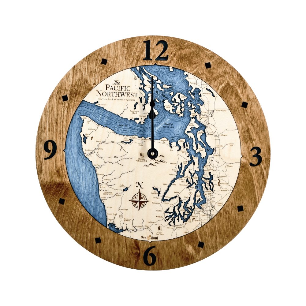 Pacific Northwest Nautical Clock Americana Accent with Deep Blue Water