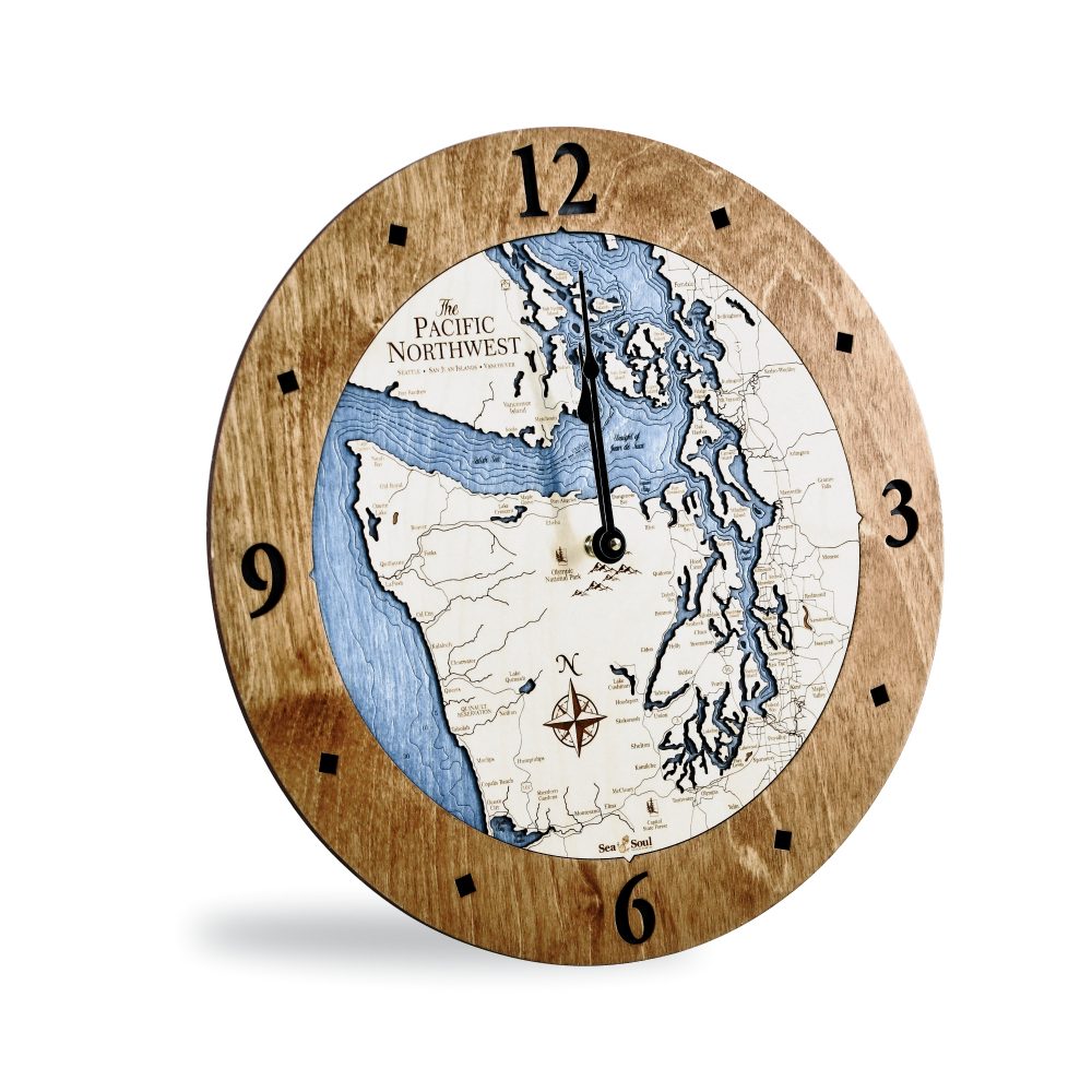 Pacific Northwest Nautical Clock Americana Accent with Deep Blue Water Angle Shot 2