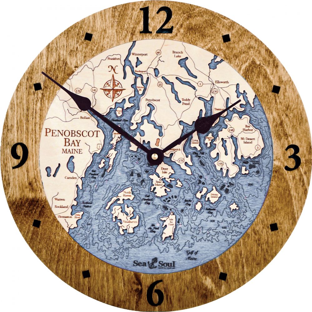 Penobscot Bay Nautical Clock Americana Accent with Deep Blue Water Product Shot