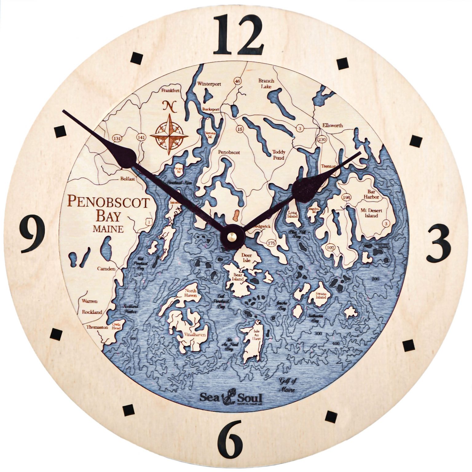 Penobscot Bay Nautical Map Clock Sea and Soul Charts