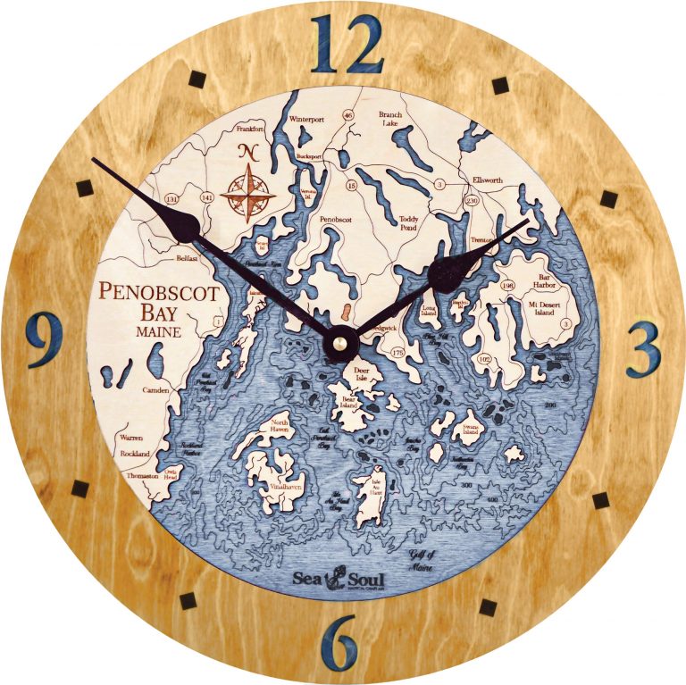 Penobscot Bay Nautical Map Clock Sea and Soul Charts