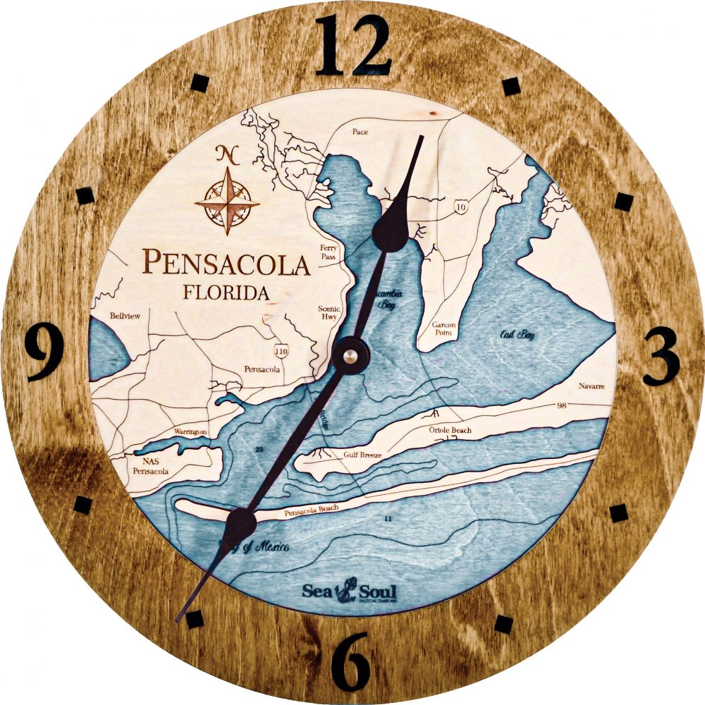 Pensacola Nautical Clock Americana Accent with Blue Green Water Product Shot