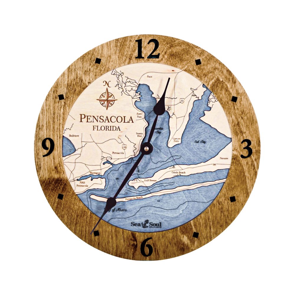 Pensacola Nautical Clock Americana Accent with Deep Blue Water