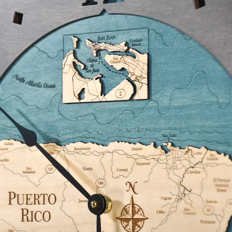 Puerto Rico Nautical Map Clock Sea and Soul Charts