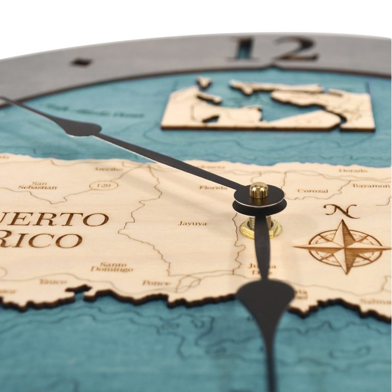 Puerto Rico Nautical Map Clock Sea and Soul Charts