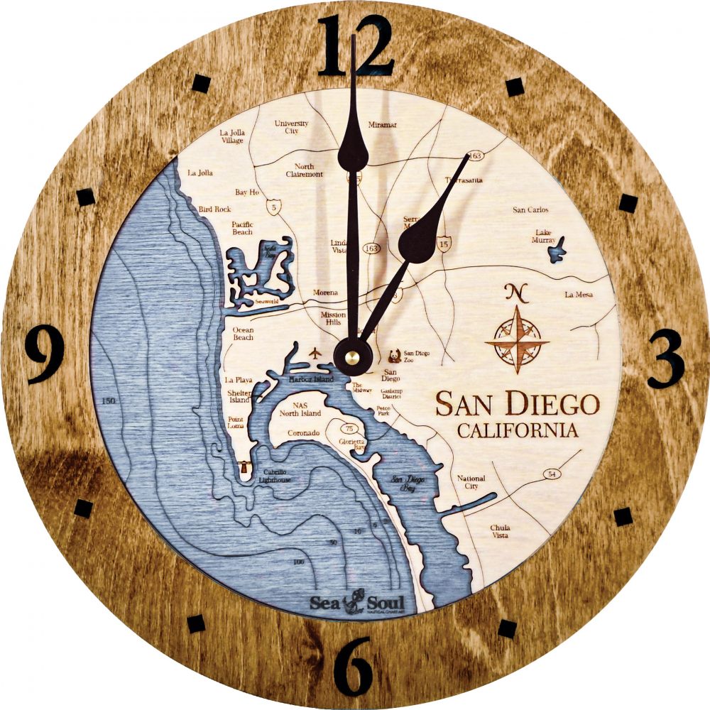 San Diego Bay Nautical Clock Americana Accent Deep Blue Water Product Shot