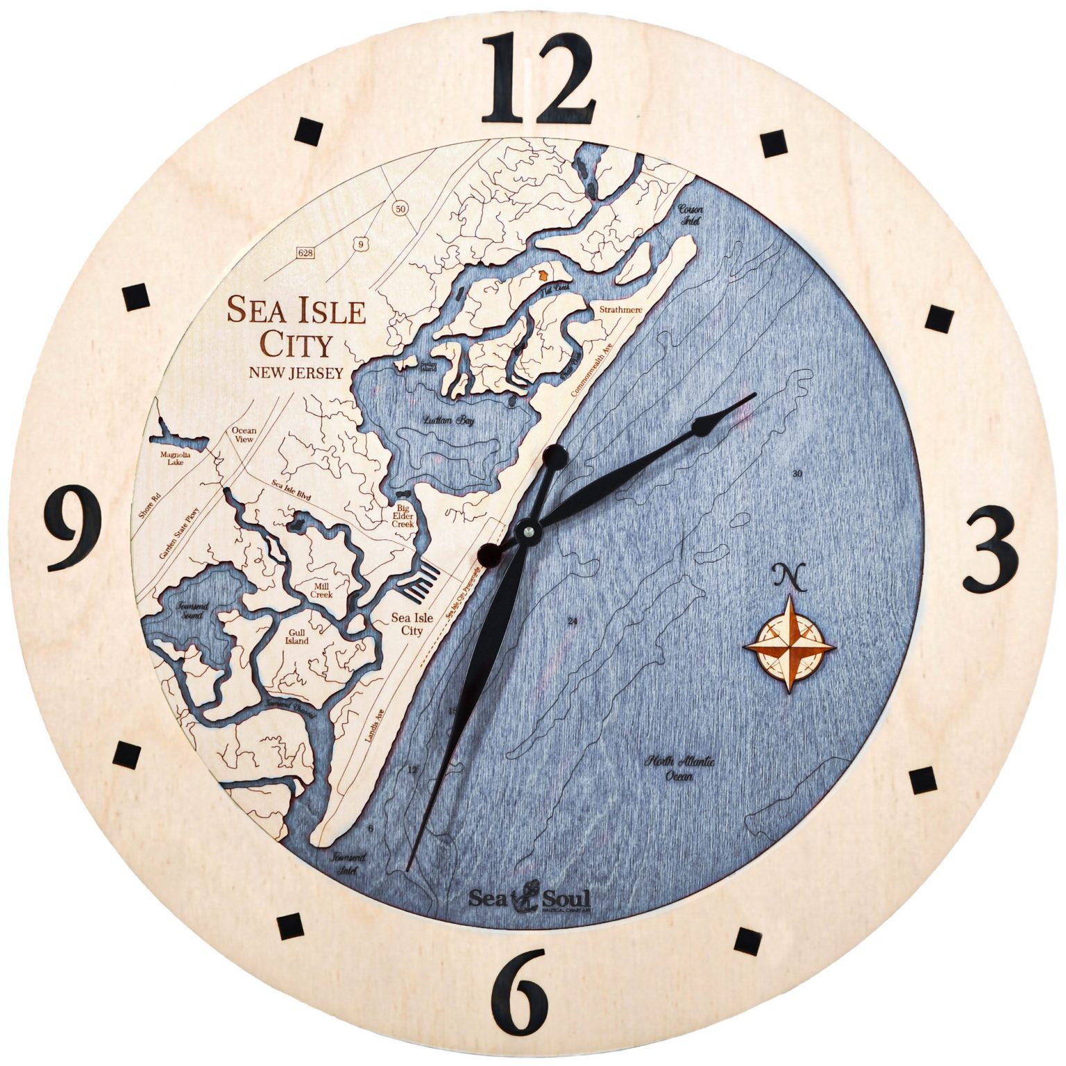 Sea Isle Nautical Map Clock Sea and Soul Charts