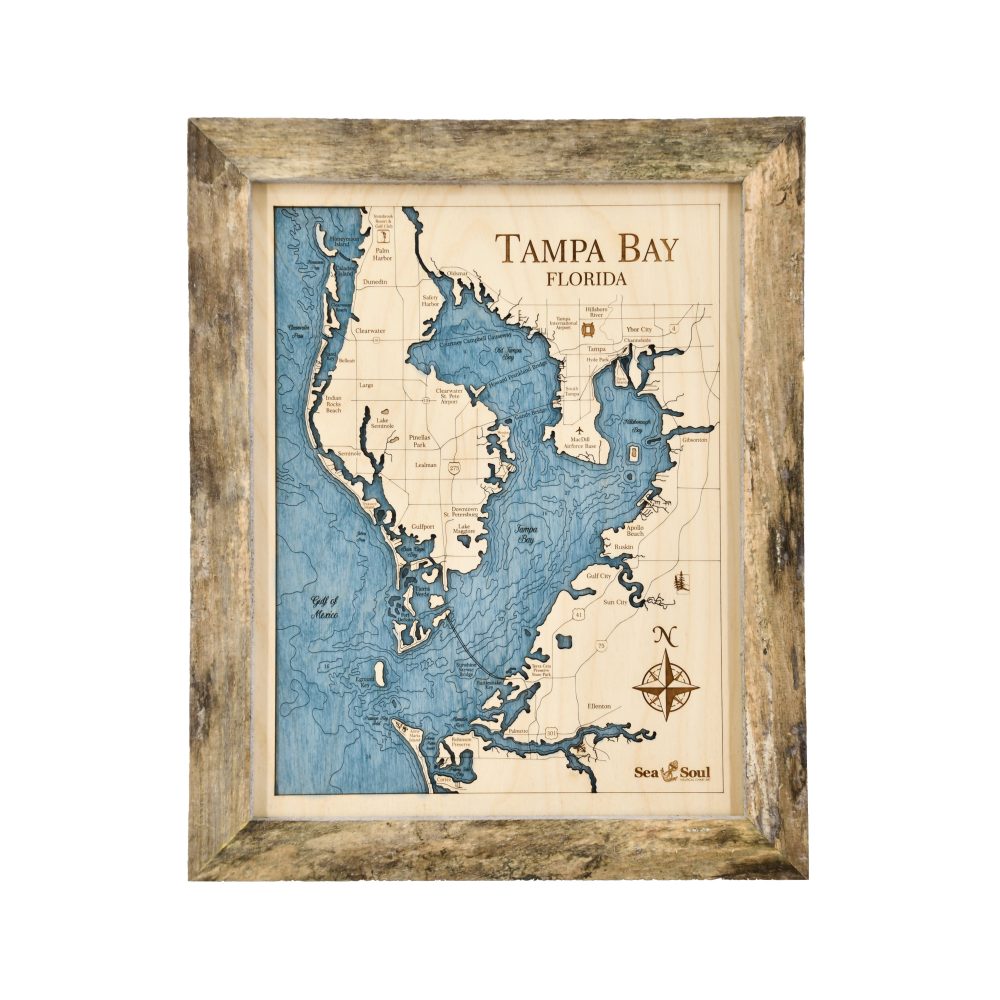 Tampa Bay Wall Art Rustic Pine with Deep Blue Water