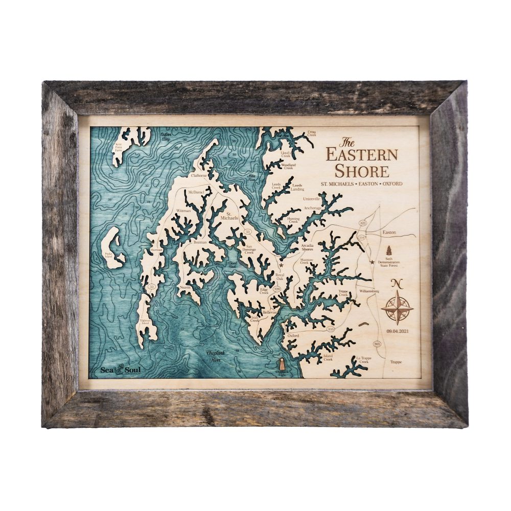 Eastern Shore Wall Art Rustic Pine Accent with Blue Green Water