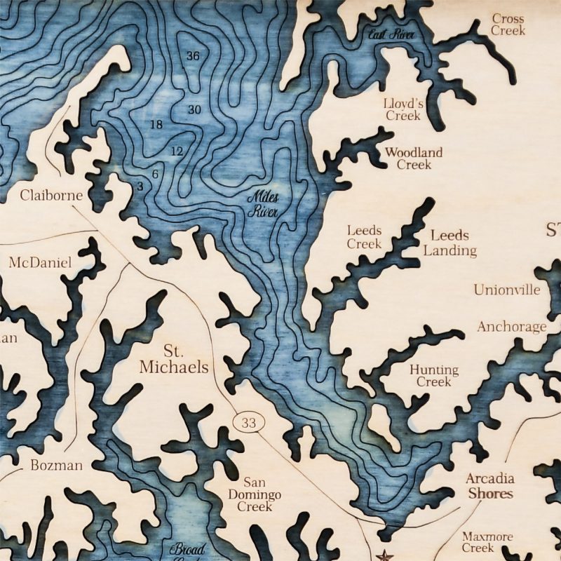 Eastern Shore Wall Art - Two-Level 3D Wood Map - Sea and Soul Charts