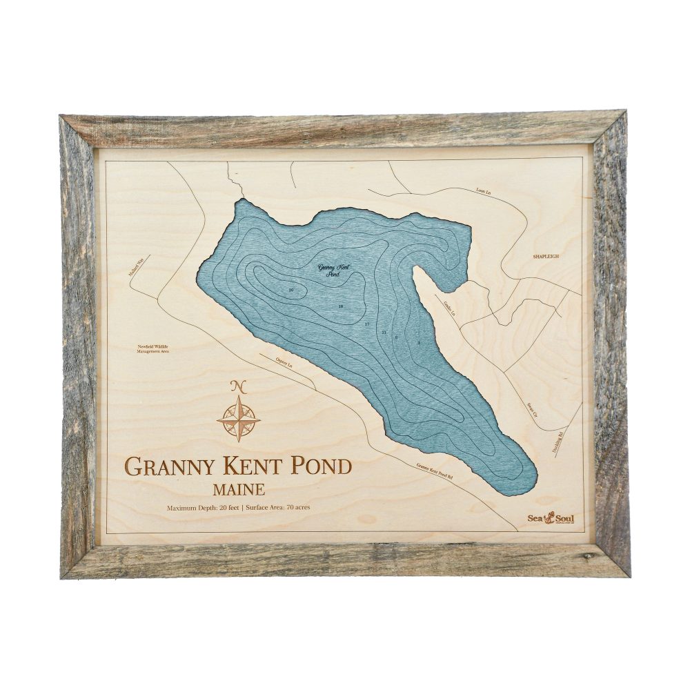 Granny Kent Pond Wall Art Rustic Pine with Blue Green Water